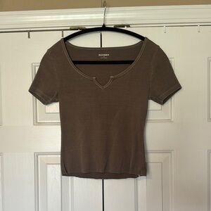 Old Navy Brown Fitted Short Sleeve T-Shirt